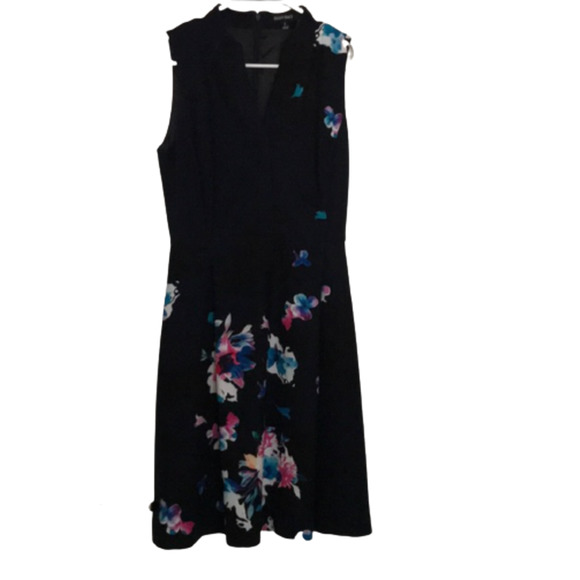 EUC Ellen Tracy Nordstrom Fit and Flare Sz 12 Blue Floral Sleeveless Dress - Picture 13 of 15